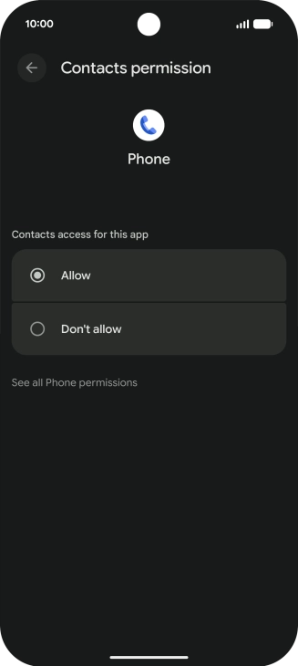 Press the required setting.