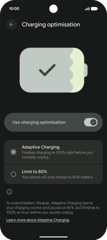 Press the required setting.