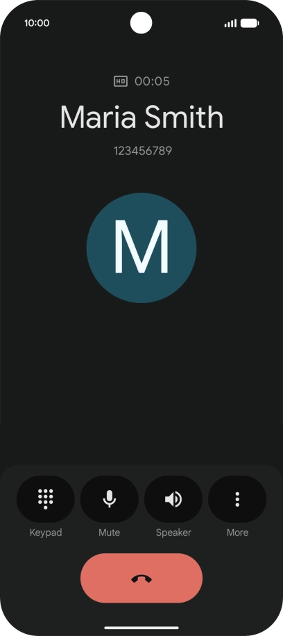 Press the end call icon.