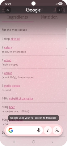 Press the translation icon.