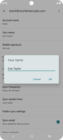 Key in the required sender name and press OK.