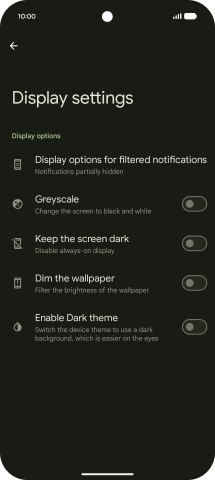 Press the required setting to turn display of the selected notification types on or off.