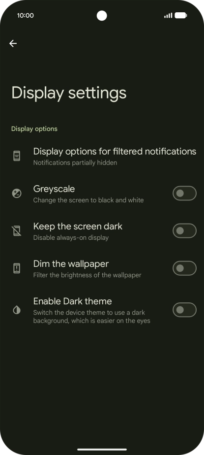 Press the required setting to turn display of the selected notification types on or off.