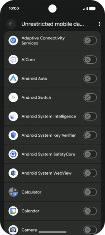 Press the indicators next to the required apps to turn the function on or off.