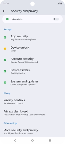 Press More security and privacy.