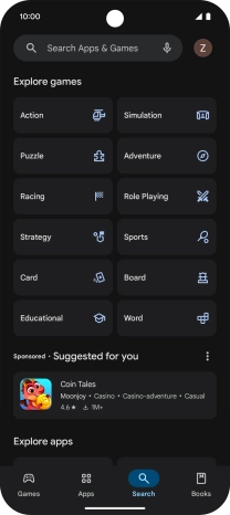 Press the search field.