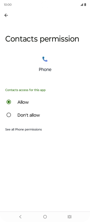 Press the required setting.