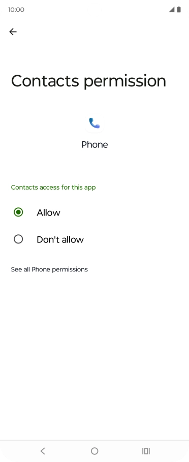 Press the required setting.