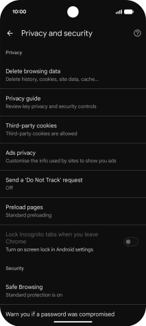 Press Delete browsing data.