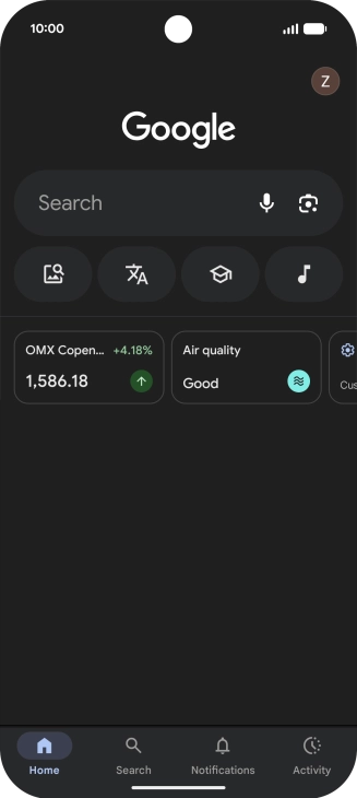 Press the profile icon.