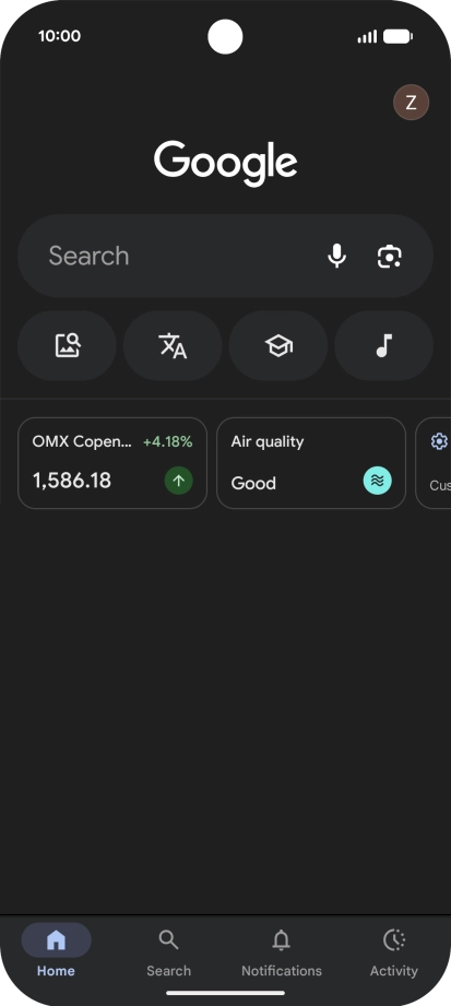 Press the profile icon.