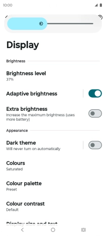 Drag the brightness indicator right or left to select the required brightness level.