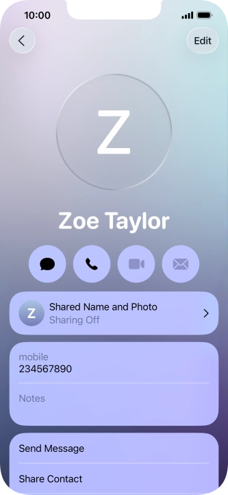 Press Shared Name and Photo.