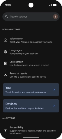 Press Voice Match and follow the instructions on the screen to turn automatic activation of Google Assistant on or off.