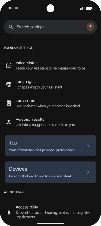 Press Voice Match and follow the instructions on the screen to turn automatic activation of Google Assistant on or off.