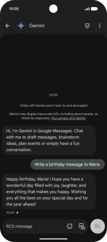 The text suggestion from Gemini is displayed.