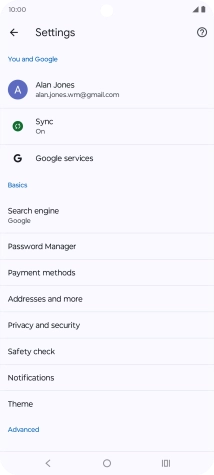 Press Privacy and security.