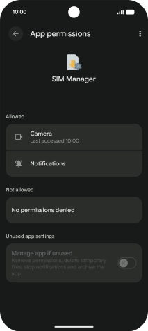The app activity for the selected app is displayed.