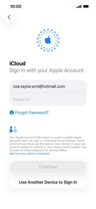 Press Required and key in the password for your Apple Account.
