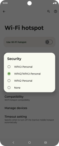 Press WPA3-Personal to password protect your Wi-Fi hotspot.