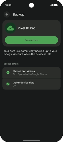 Press Back up now and wait while the phone memory is backed up.