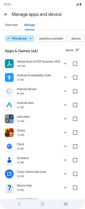 Press the required app.