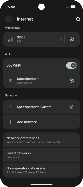 Press the settings icon next to the Wi-Fi network you're connected to.