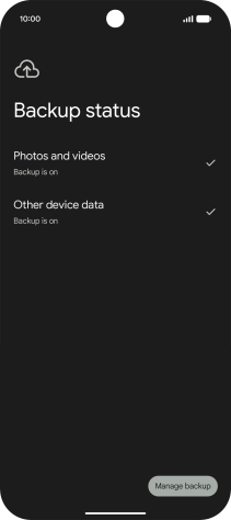 Press Manage backup.