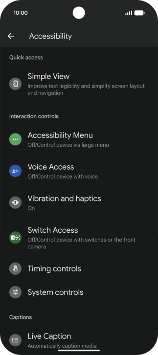 Press Simple View and follow the instructions on the screen to select the required settings.