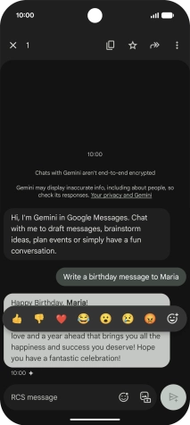 Press and hold the text suggestion from Gemini. Follow the instructions on the screen to use the text suggestion.