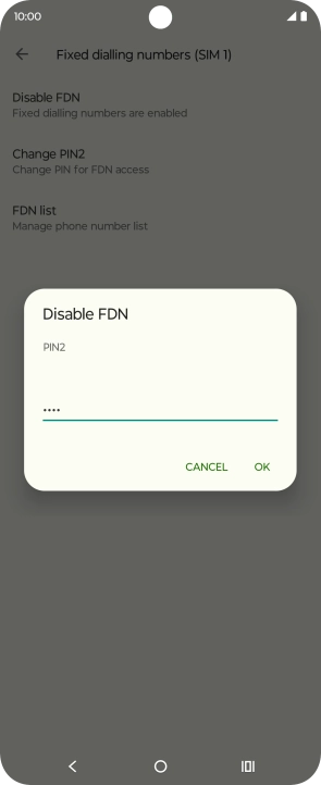 Key in your PIN2 and press OK. The default PIN2 is 1111.