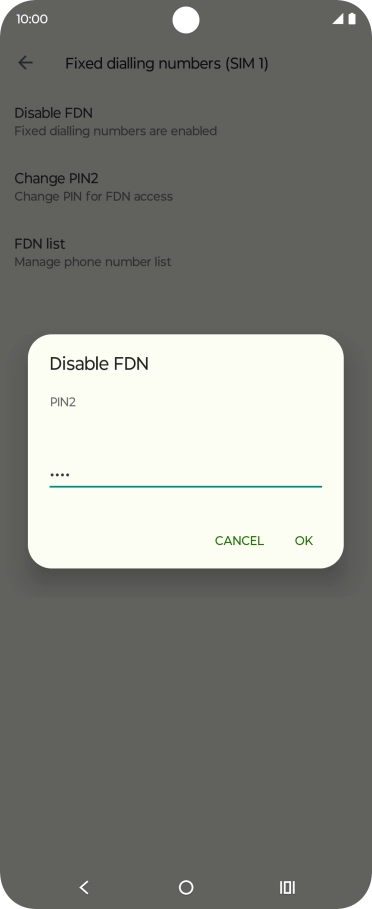 Key in your PIN2 and press OK. The default PIN2 is 1111.