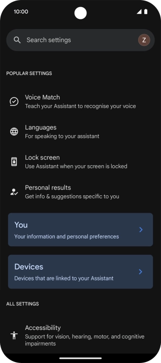 Press Voice Match and follow the instructions on the screen to turn automatic activation of Google Assistant on or off.