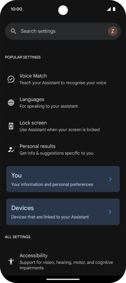 Press Voice Match and follow the instructions on the screen to turn automatic activation of Google Assistant on or off.