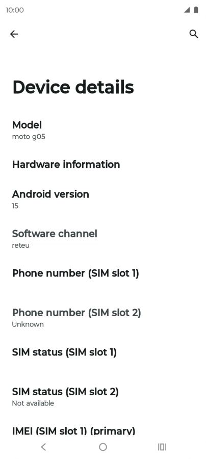 Your phone's software version is displayed below Android version.