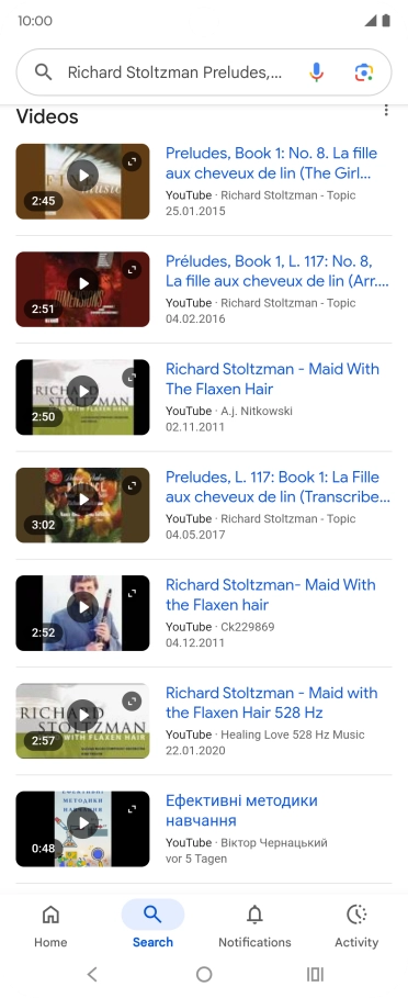 Follow the instructions on the screen to use the search results.