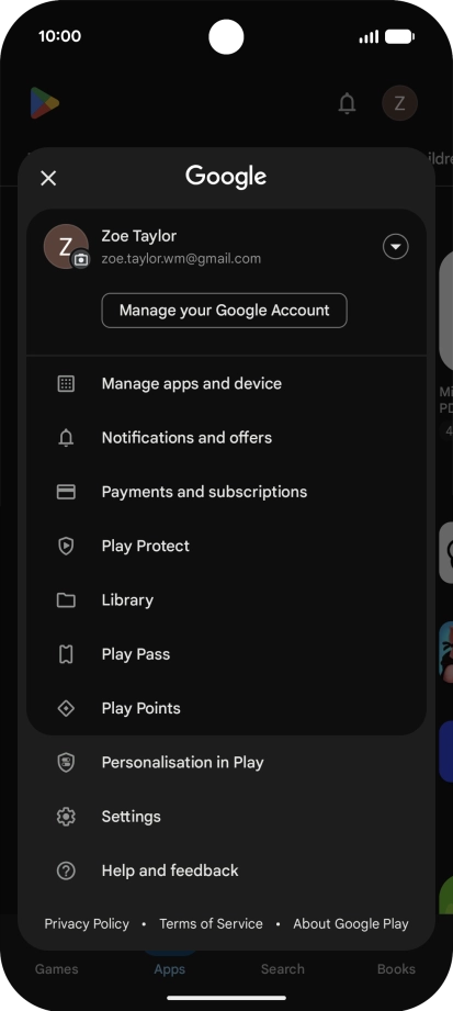 Press Manage apps and device.