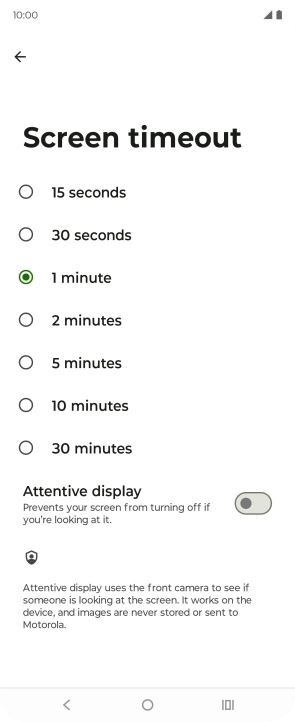 Press the required setting.