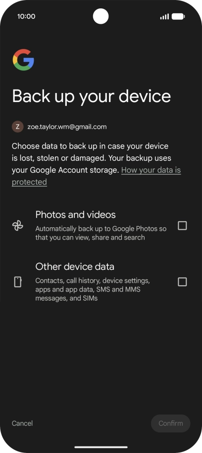 Press the fields next to the required data types to select them.