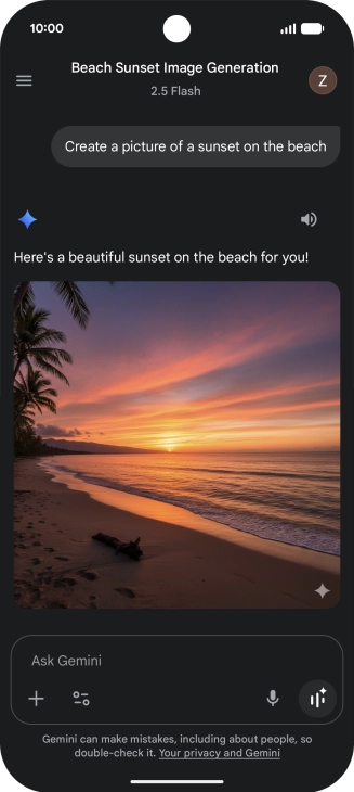 You can also ask Gemini to generate a picture based on your description.