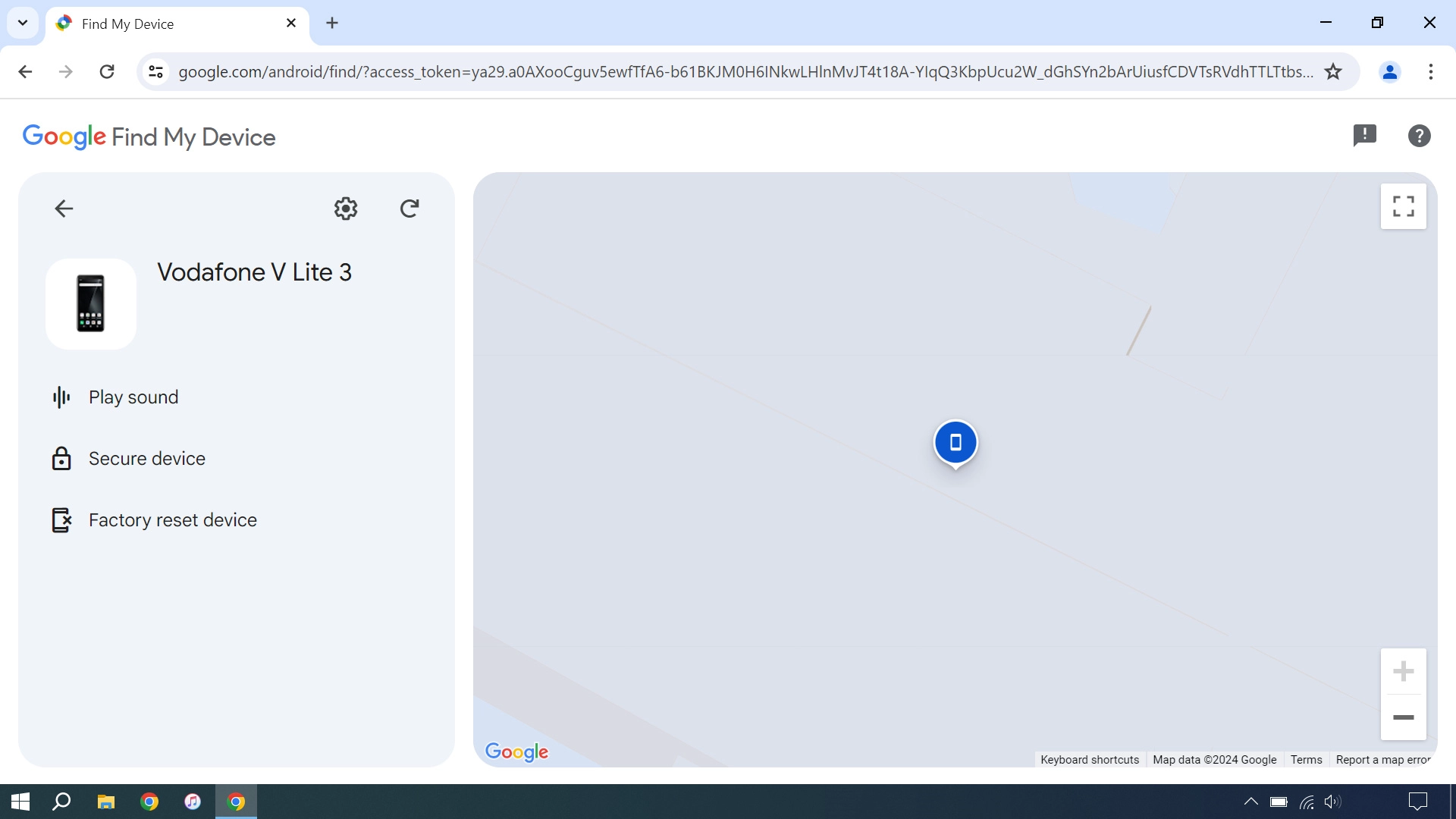 Your phone's latest position is displayed on the map.