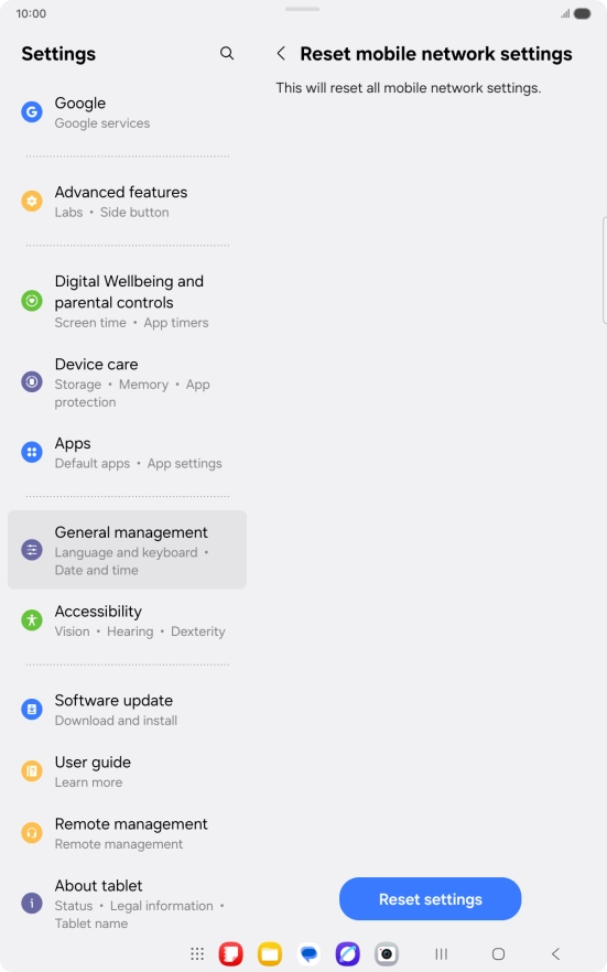 Press Reset settings.