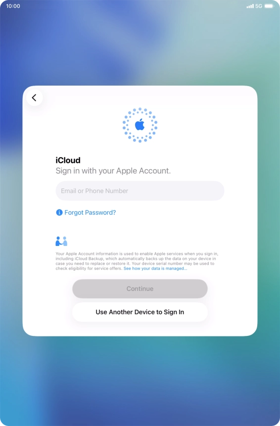 Press Email or Phone Number and key in the username for your Apple Account.