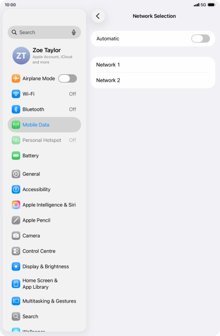 If you turn off the function, press the required network.