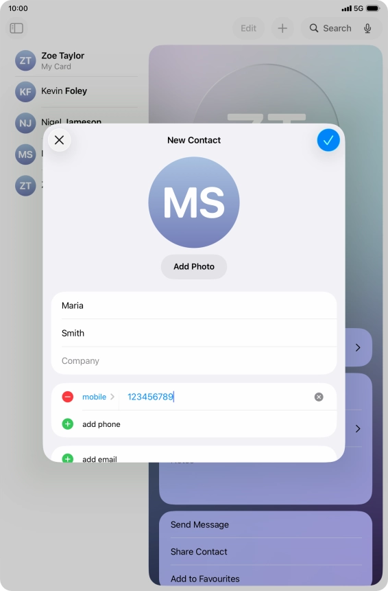 Press the confirm icon.