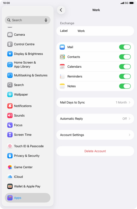 Press Account Settings.