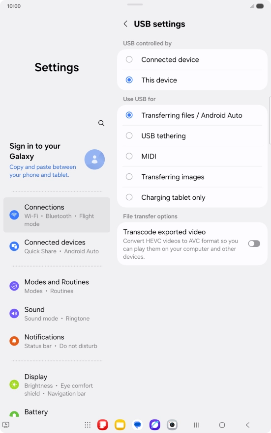 Press Transferring files / Android Auto.