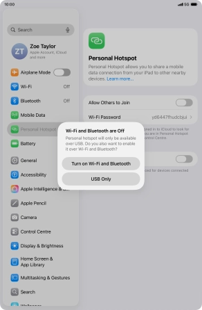 If Wi-Fi is turned off, press Turn on Wi-Fi and Bluetooth.
