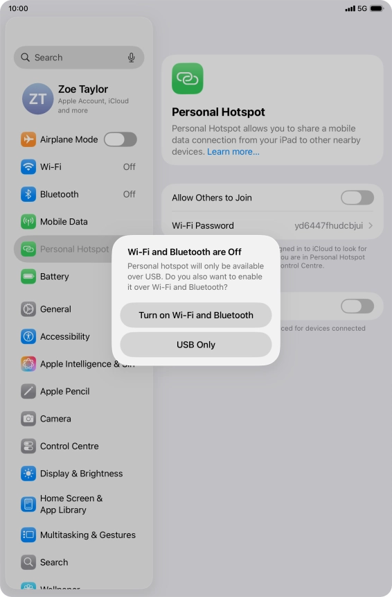 If Wi-Fi is turned off, press Turn on Wi-Fi and Bluetooth.
