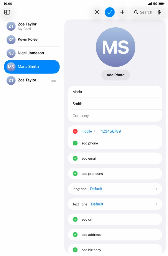 Press the confirm icon.